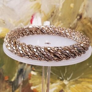 Mesh Twisted Gold Plated Bangle Bracelet Sparkle
